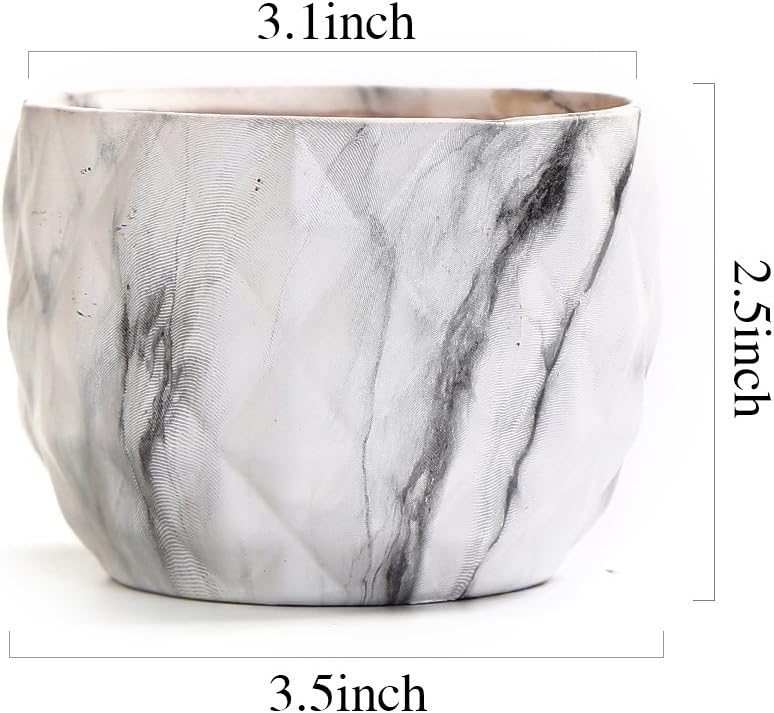 SUN-E Modern style Marbling Ceramic Flower Pot Succulent/Cactus Planter Pots Container Bonsai Planters With Hole 8.5 cm Idea(Set Of 4) - Image 4