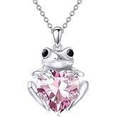 TOUPOP Frog Necklace S925 Sterling Silver Crystal Frog Gifts for Women