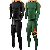 ATTIQOZI 2 Pack Thermal Underwear for Men Long Johns Fleece Lined Compression Pants Base Layer Cold Weather Top Bottom