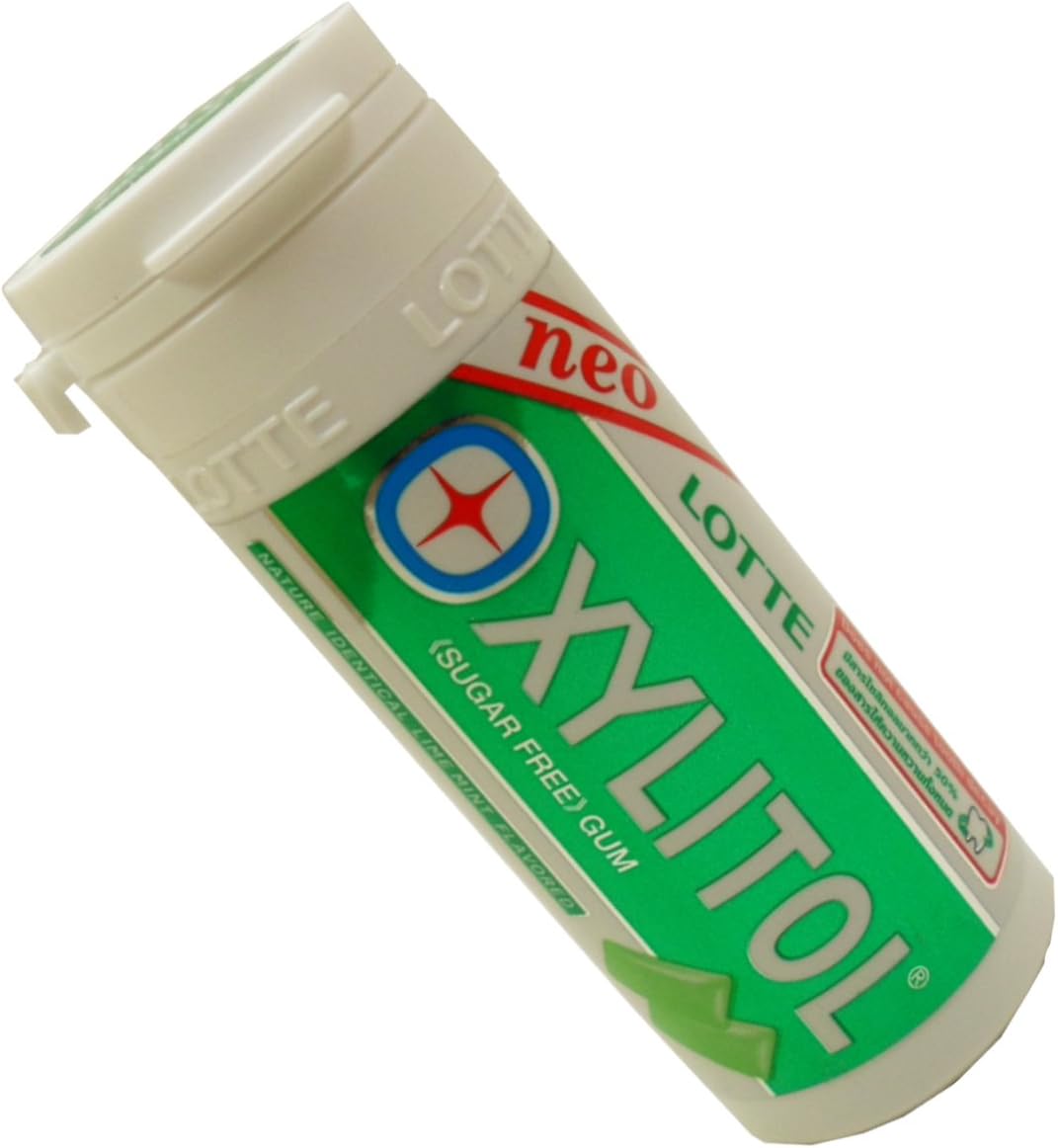 Lotte Neo Lotte Xylitol Neo Dental Health Chewing Gum Lime Mint Flavored Sugar Free 30G (20 Pellets) X 4 Bottles