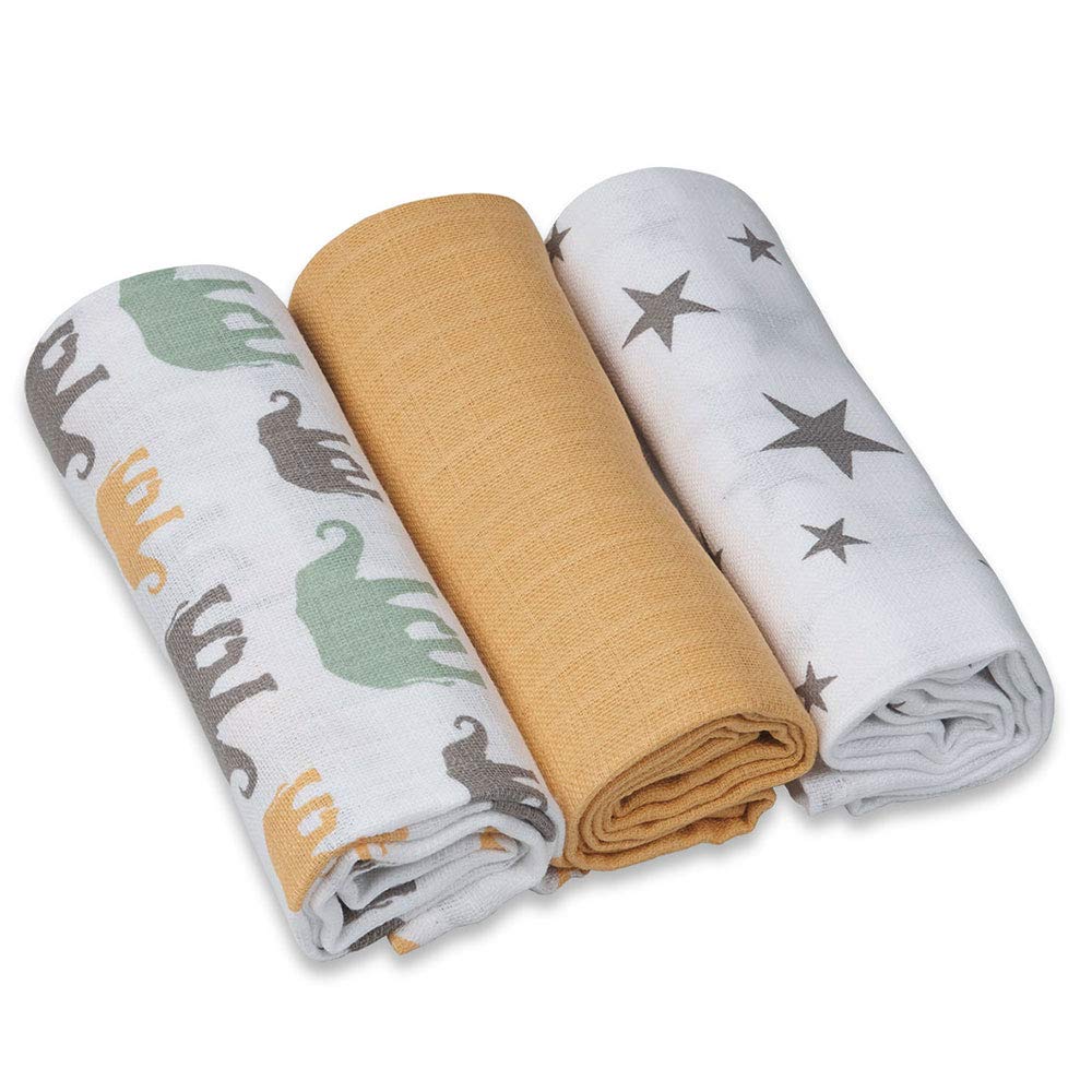 Unbekannt Grünspecht 1500-V2 Muslin Nappies Pack of 3 70 x 70 cm Mango