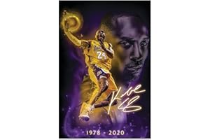 GEATAYCH Kobe Bryant Inspirational Poster Canvas Wall Art, Basketball Star Player Sports Painting Decor, Motivational Artwork Room Aesthetic for Home Office Gym Dormitory Wall Decor, Unframed 12" x 18" Signed