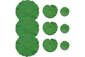 Artificial Lotus Leaf MTQY 9PCS 3Sizes Fake Livingg Floating Foam Water Lily Pads Green Lotus Leaves Foliage Pond Decor for Patio Koi Fish Pond Pool Aquarium Garden Wedding Party