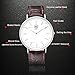AIBI Men's Watch Brown Genuine Leather 3ATM Waterproof White Case Analog Quartz Dress Watch for Men