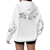 Lubpow Cute Sea Turtle Hoodies for Women Oversized Ocean Hoodie Aesthetic Graphic Sweatshirts Casual Fleece Pullover Tops