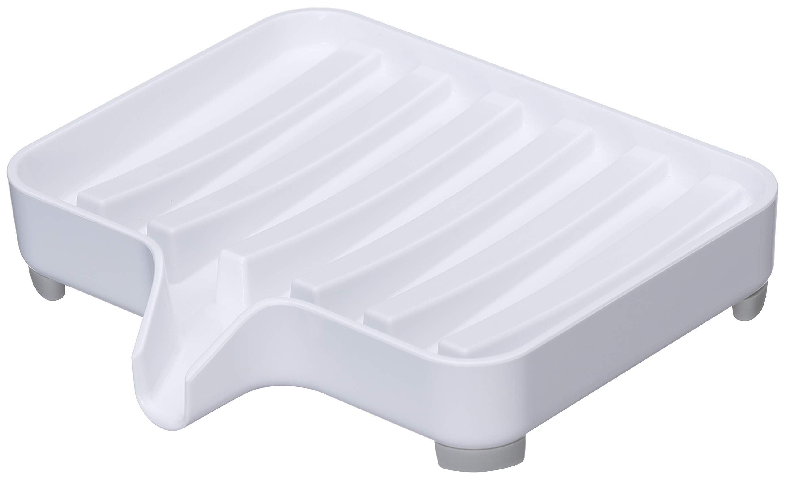 Yamazaki 3249 MIST Soap Tray, white, ABS Resin/Silicone, Minimalist, 11 x 10 x 2 cm
