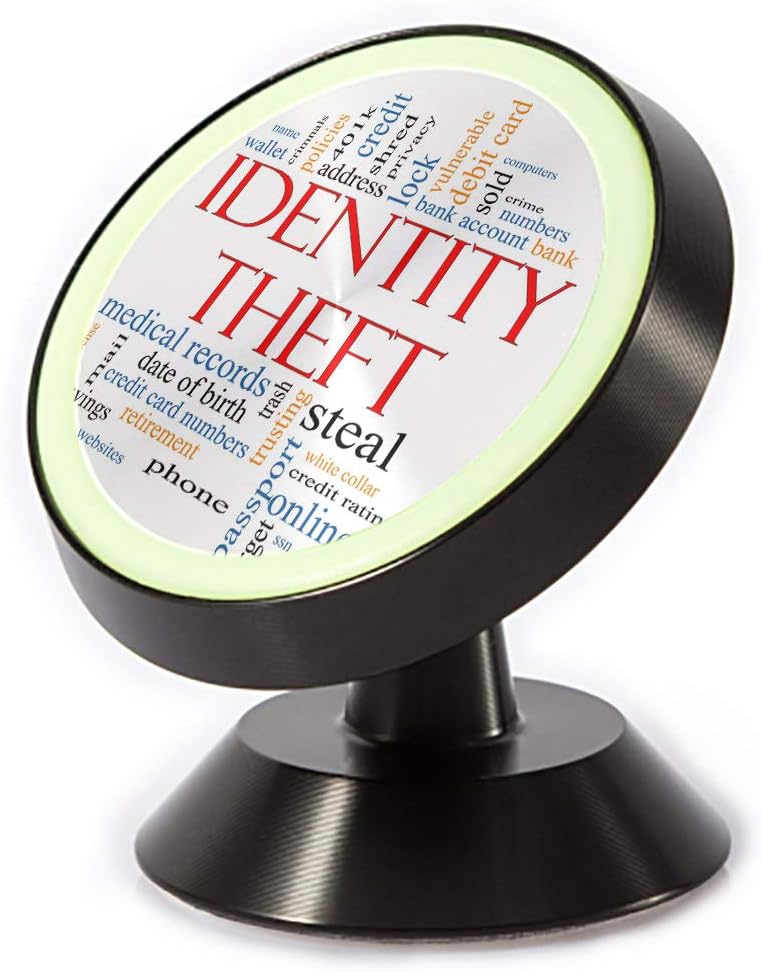Tinmun Magnetic Phone Car Mount, Identity Theft Word Cloud Great Universal Car Phone Holder for Dashboard