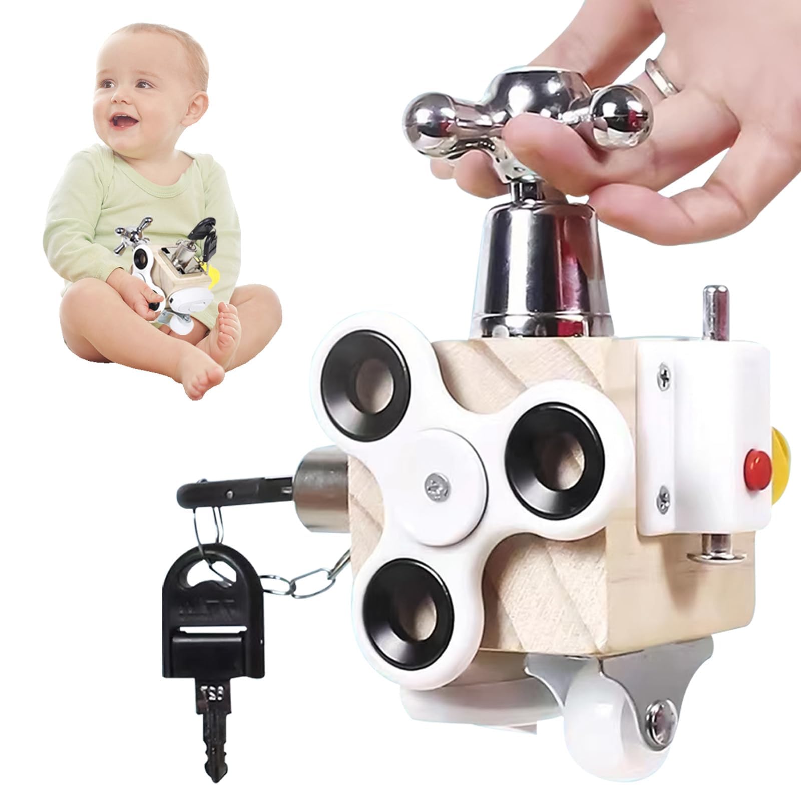 Wooden Relief Activity Cube Baby Toys - Reduce Pressure Montessori Busy Cube Set, Multiple Relief Play Busy Cube Toys for Children/Toys/Early Childhood Education/Gifts