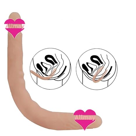 Allmay 41 cm langer Doppeldildo Realistisches Silikon Doppel Dong Doppel Dildo Penis Biegsame Nachbildung Hautfarben Sexspiel