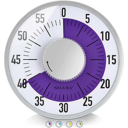 Secura 60-Minute Visual Timer 6-Inch Mechanical Countdown Timers for ...