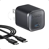 Anker Nano Charger, 45W Fast Charging, Compact and Foldable Plug USB C Charger Block for iPhone 17 Series, MacBook, Pixel 9, iPad, Samsung Galaxy S25 Ultra / S24 Series (6 ft Cable Included)