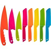 JOVITEC 8 Pieces Kid Plastic Kitchen Knife Set, Children's Safe Cooking Chef Nylon Knives for Fruit, Bread, Cake, Salad, Lett