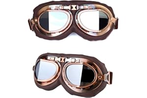HALLWAYEE Retro Motorcycle Goggles Vintage Pilot Glasses for Harley ATV Bike Cruiser Scooter Goggles