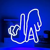 LA Baseball Neon Sign Dimmable Los Angeles Blue Gesture Neon Sign Baseball Team Neon Lights for Man Cave Garage Bar Party Dorm Game Room Wall Decor for Baseball Fans