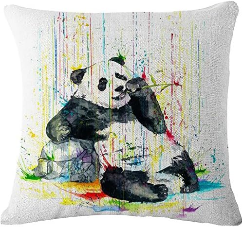 Painting Pillow Case,Jinbeile Ink Watercolor Oil Painting 18x18 Inch Cotton Linen Throw Pillow Cover Cushion Home Decorative Pillowcases(Panda)