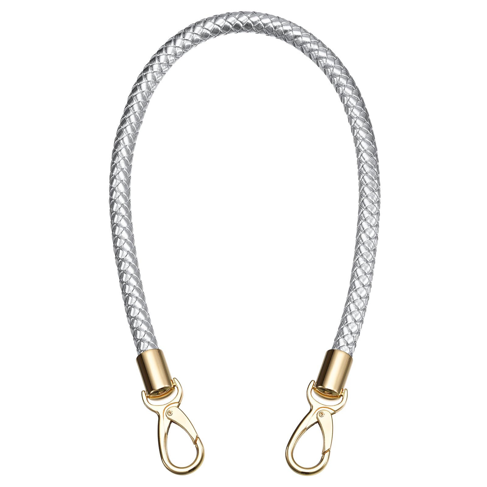 uxcell Leather Purse Strap, 60cm/23.6" PU Braided Purse Replacement Handle for Women's Handbag Underarm Bag Tote (Silver)