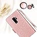 Galaxy S9 Plus Case,S9 Plus Wallet Case,BENTOBEN Glitter Bling Faux Leather Flip Credit Card Holder Slots Hand Strap Shockproof Full Body Protective Wallet Case for Samsung Galaxy S9 Plus,Rose Gold