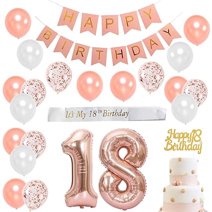 18th Birthday Decorations Rose Gold For Girl Birthday Party