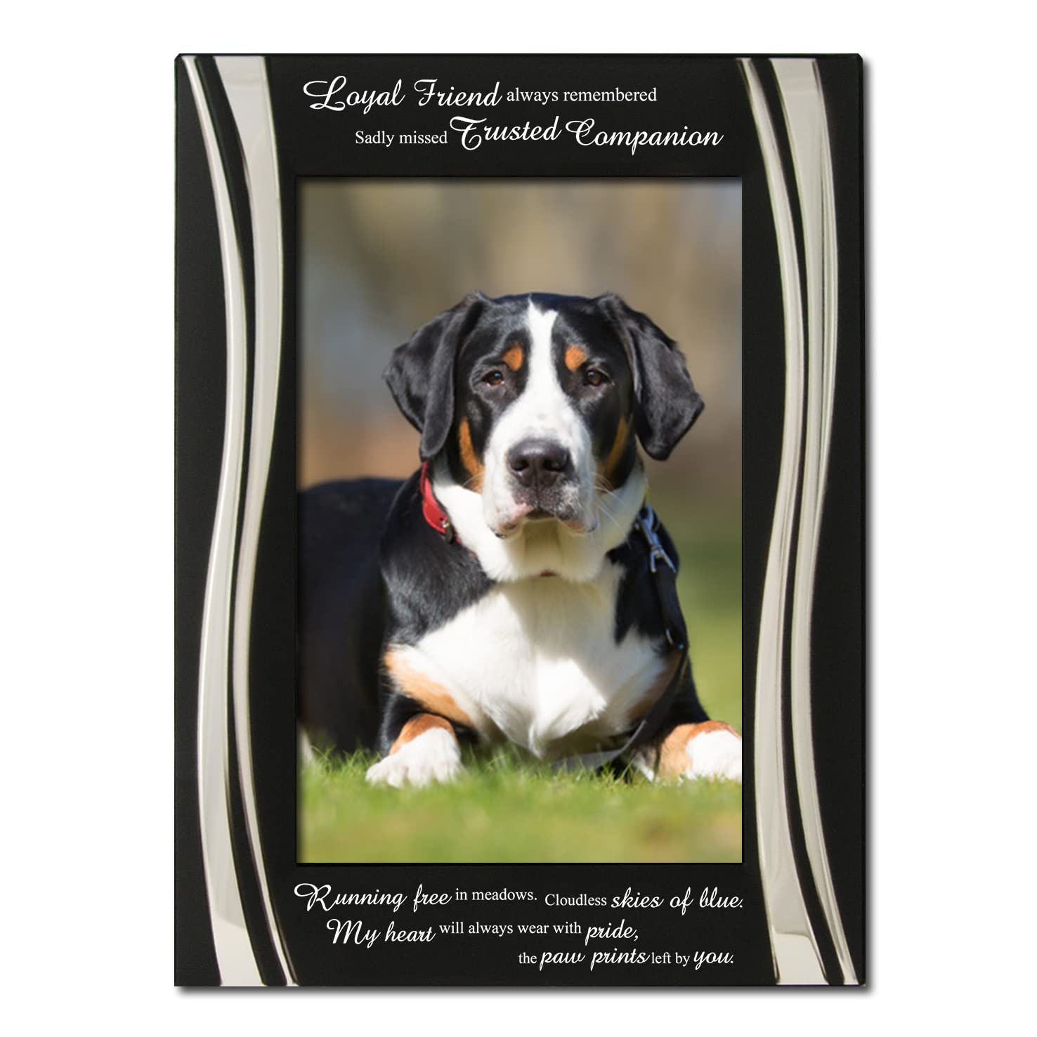 Dog Bereavement Frame, Memories, Memorial, In loving Memory Silver Plated Photo Frame, Black and Silver