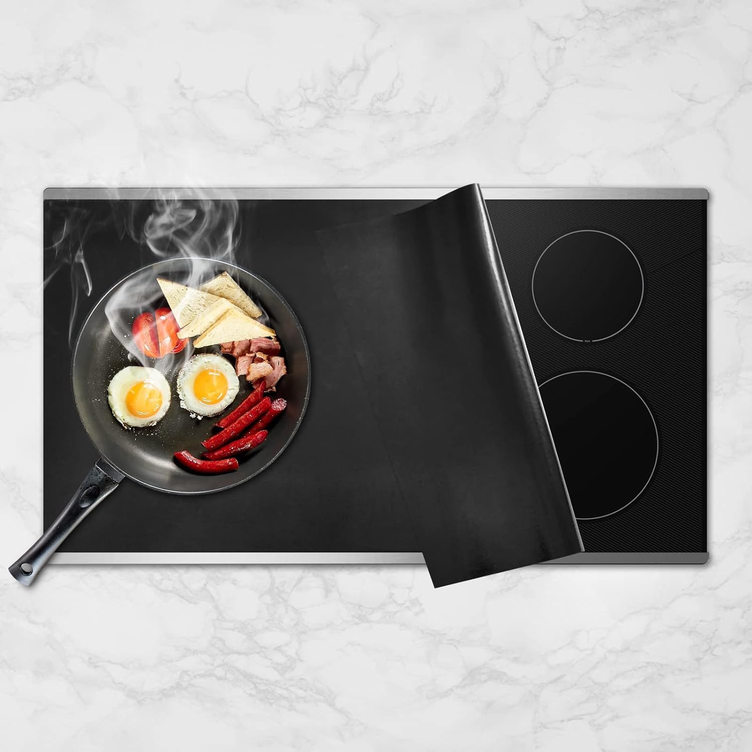 Large Induction Hob Protector Mat 78x52cm, Advanced Silicone Cover for Induction Hobs - (Magnetic) Cooktop Scratch Protector for Induction Stove (78x52cm, Black)