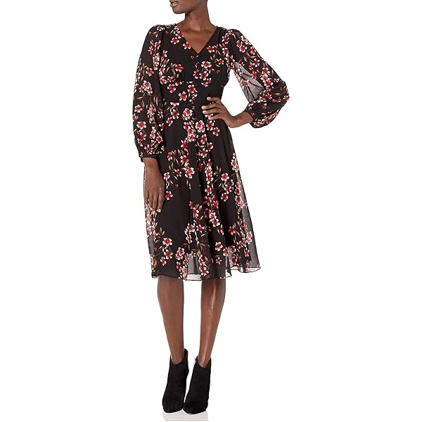 Calvin Klein Womens Floral Chiffon Shirt Dress, Black Cream 8 at Amazon  Women's Clothing store
