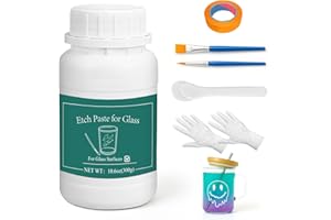 DINGSEN Glass Etch Paste Kit - 300g, Create Permanently Stunning Designs on Glass Surfaces, Perfect for DIY Mirrors, Windows, Glassware