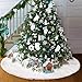 AMADE Christmas Tree Skirts White Luxury Faux Fur Tree Ornaments Plush XmasTree Skirt for Christmas Decoration New Year Party Holiday Decorations Pet Favors (33.4inch Dia)