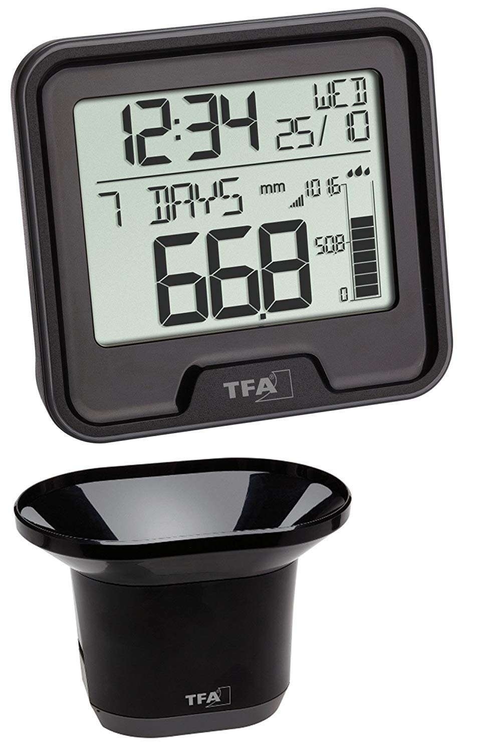 TFA 47.3005.01 Wireless Drop Rain Gauge with Rain Gauge Black with Batteries