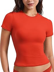 YEOREO Women Fitted Workout Tops Short Sleeve