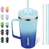 BJPKPK Insulated Tumbler with Handle, 18oz Insulated Tumblers with Lid and Straw, Stainless Steel Metal Water Bottles, Coffee Travel Mugs, Cups, Sky