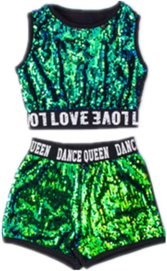 Hip-hop Jazz Performance Costumes Dancing Clothes Sequin School Halloween Set