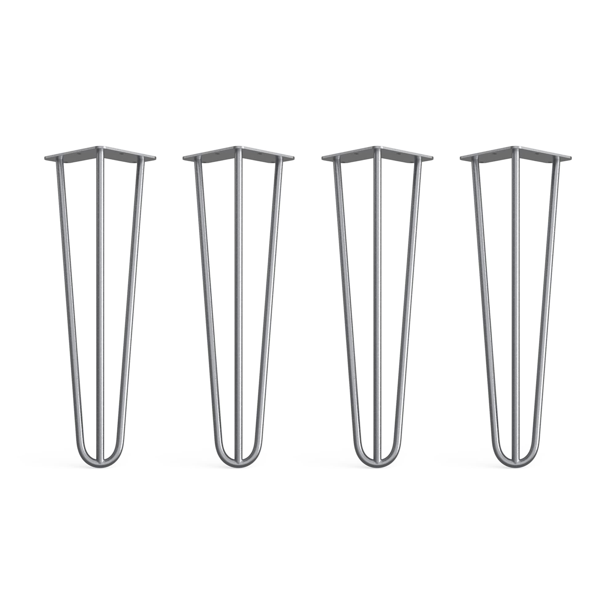 4 x Hairpin Legs from DT IRONCRAFT - 40cm 3 Rod / 10mm, Bare Steel - Bench, Stool & Bedside Table Legs with Floor Protector Feet & Screws