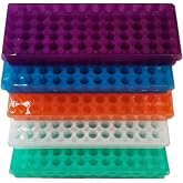 Tube Rack Double Panel 60 Positions Polypropylene for 0.5ml-2ml Microcentrifuge Tubes, Pack of 5(Blue, Orange,White, Purple, Green)