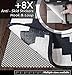 A2S-Grip Area Rug Pad Non Slip 2X Thickness: 9pcs System Rubber Rug Mat + 8X Rug Anchors Extremely Strong Hold No Residue Carpet Anti-Skid Stickers Hook & Loop (2X4-Feet)