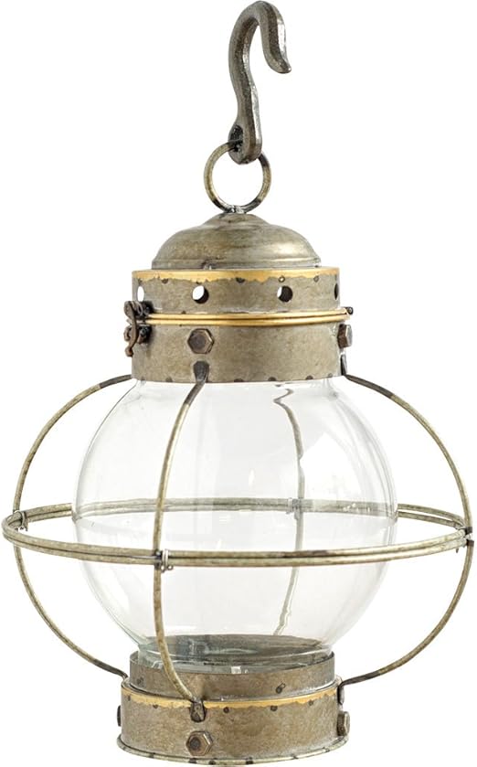 Stunning Set of 2 Large Distressed White Metal Candle Holders Lanterns