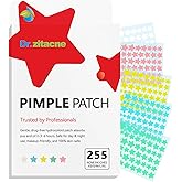 Dr. Zitacne Pimple Patches for Face, Star Hydrocolloid Acne Patches Professional 255 ct. 5 Colors & 5 Sizes(8/10/12/14/16mm) 