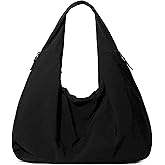 Slouchy Tote Bag Nylon Solid Pleated Handbag Large Hobo Bags for Women Multipockets Crescent Shoulder Bag