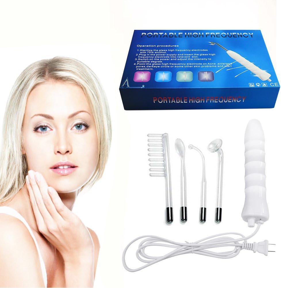 SGDOLL High Frequency Facial Machine, Portable Handheld High Frequency Wand Skin Tightening Acne Spot Wrinkles Remover Beauty Therapy Puffy Eyes Body Care Facial Machine