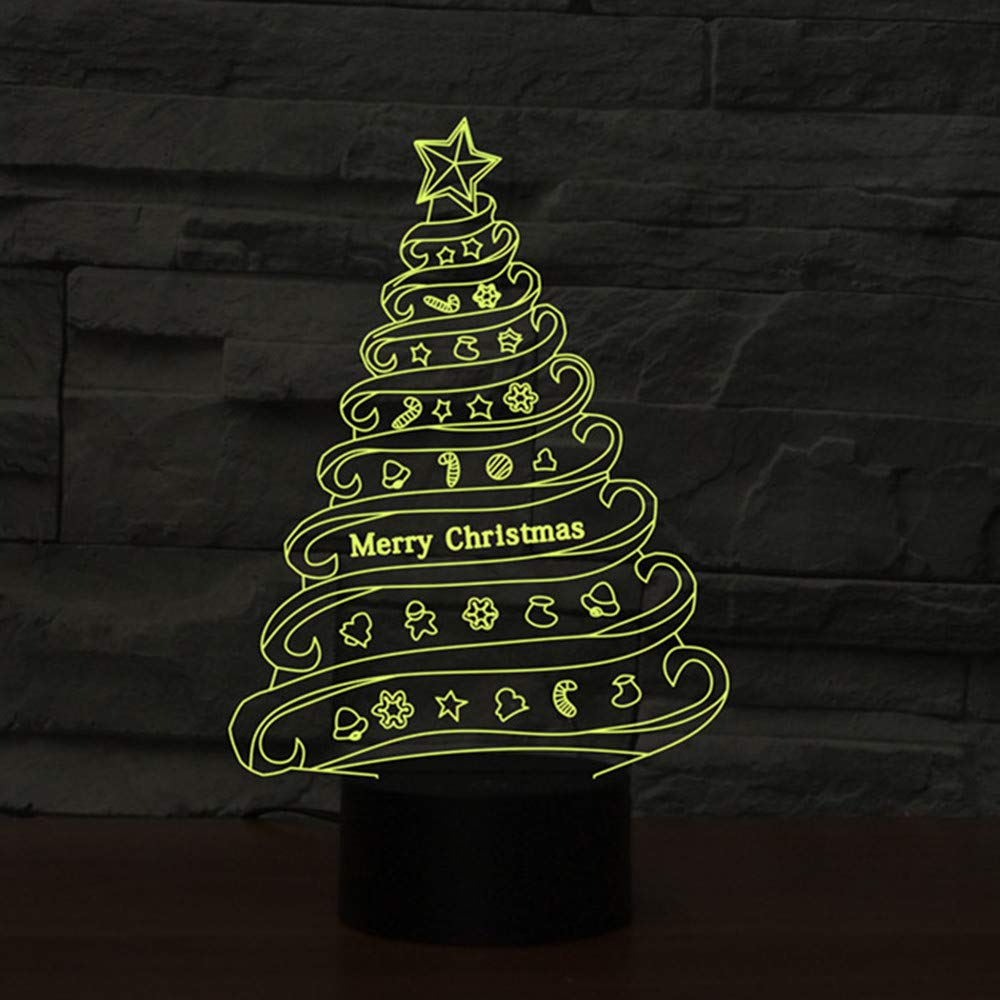 Novelty 3D Table Lamp 3D Christmas Tree Home Decor Night Lights LED USB with 7 Colors Sensor Desk Lamp as Holiday Gifts