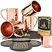 Krown Kitchen - Hammered Moscow Mule Copper Mugs Set of 4 Gift Set | 16 oz