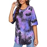 TIYOMI Plus Size Distressed Oversized T-Shirts Short Sleeve Tops for Women Crewneck Shirts XL-5XL