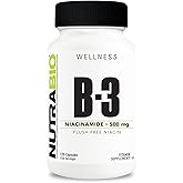 NutraBio Niacinamide Supplement for Normalized Blood Lipids, Better LDL & HDL Levels, Flush Free Vitamin B3, 500mg - 120 Vegetable Capsules