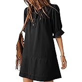 Dokotoo Women's Denim Dress 2026 Babydoll Dress Casual Ruffle Short Sleeve Button Jean Dresses