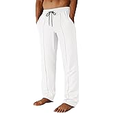 Runcati Mens Casual Sweat Pants Pleated Drawstring Elastic Waist Waffle Straight Leg Joggers Sweatpants with Pockets