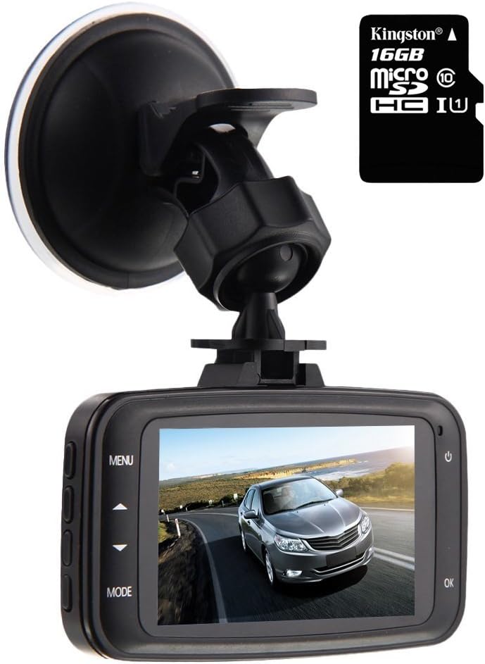 GS8000L Car DVR 1080P HD Traveling Driving Data Recorder Camcorder Vehicle Camera Night Version Dashboard Dash Cam With 140 Degree Angle View Black,Come with 16GB TF Memory Card