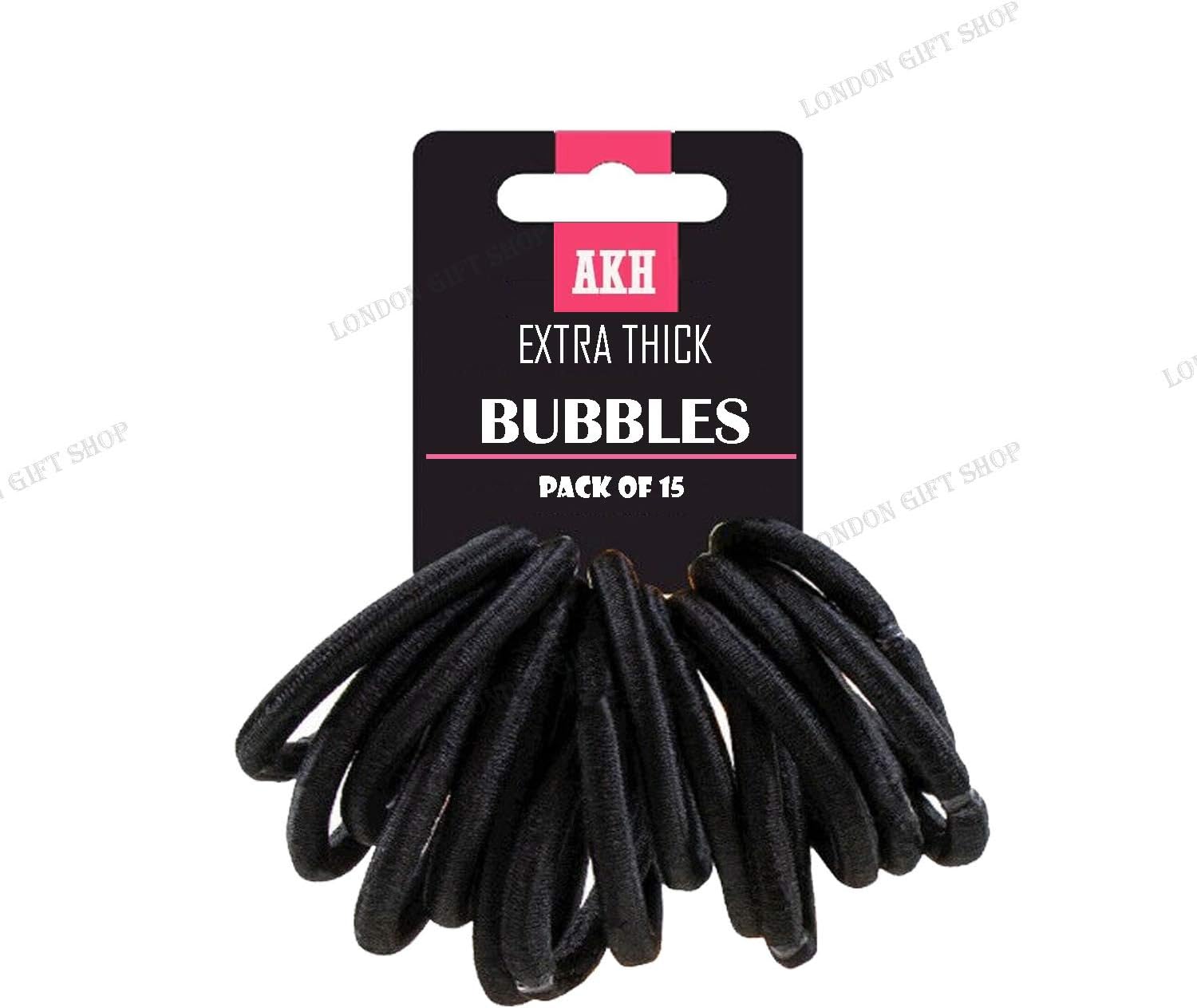 AKH® Set of 15 BLACK Thick Snag Free Endless Hair Elastics Bobbles Hair Bands, 15 count (Pack of 1) - Image 5