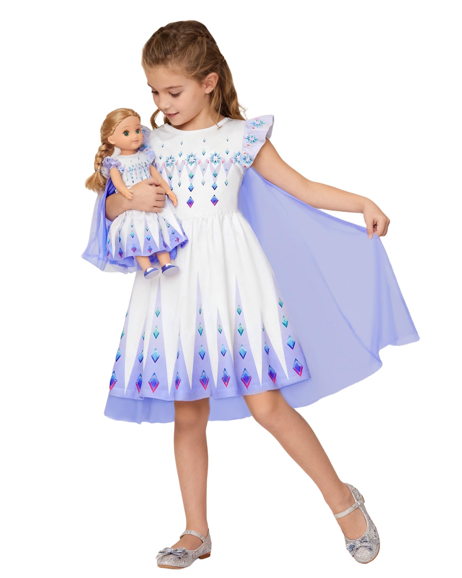 Photo 1 of LQSZ Doll and Girl Matching Snow Princess Blue Dress Outfits for Girls and 18" Matching Doll and Girl Clothes 4 5T