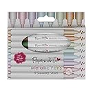 8 x Metallic Shimmer Bullet Tip Marker Pens Pastel Rainbow Colours (Papermania)