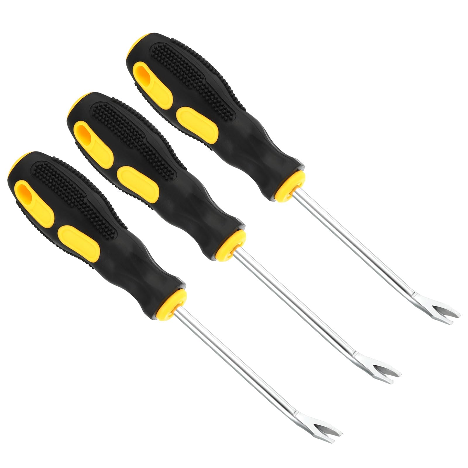 PATIKIL Upholstery Staple Remover, 3Pcs 4" V Curved Construction Staple Puller Staple Nail Tack Tool for Furniture Wooden Floor Photo Frame, Yellow