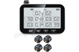 GUTA Trailer Tire Pressure Monitoring System - Trailer TPMS, 4 Sensors, 6 Alert Modes, Power Saving Display, Long Sensing Distance, without Repeater, for Maximum 3 Trailers (T1/T2/T3), for RV, Trailer